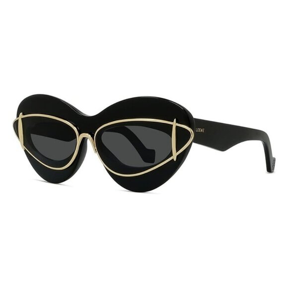 New LOEWE Double Frame Gold Cat Eye LW40119I 01A Sunglasses Women - Picture 1 of 7